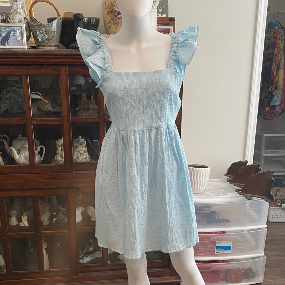 Miami Light Blue Ruffled Dress